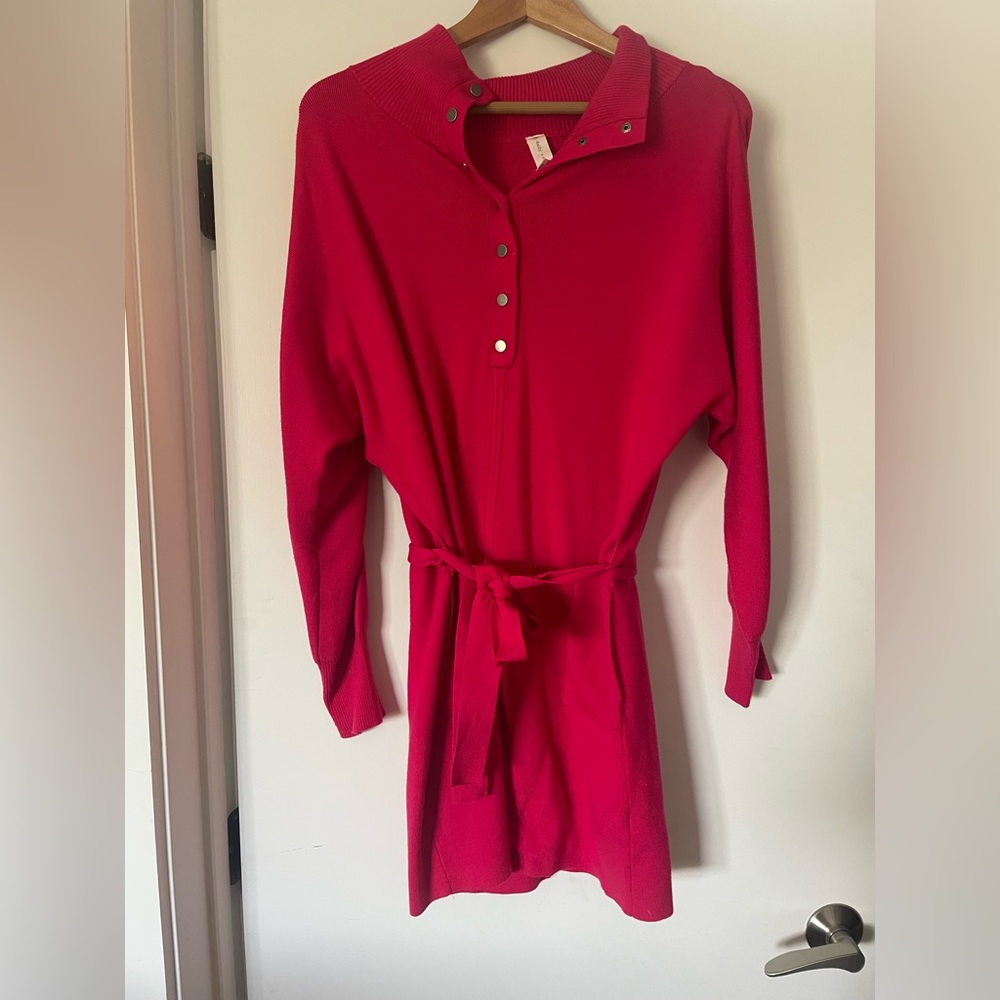 Bright pink sweater dress